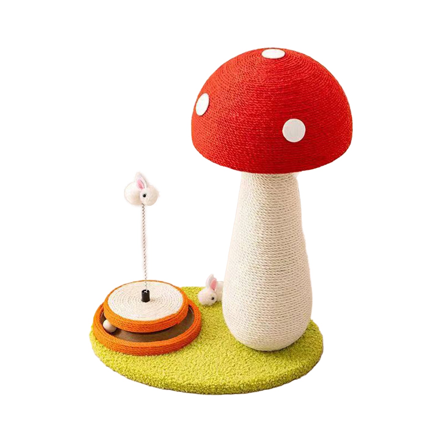 Red mushroom sisal vertical cat scratch post, scratch-resistant and dust-free