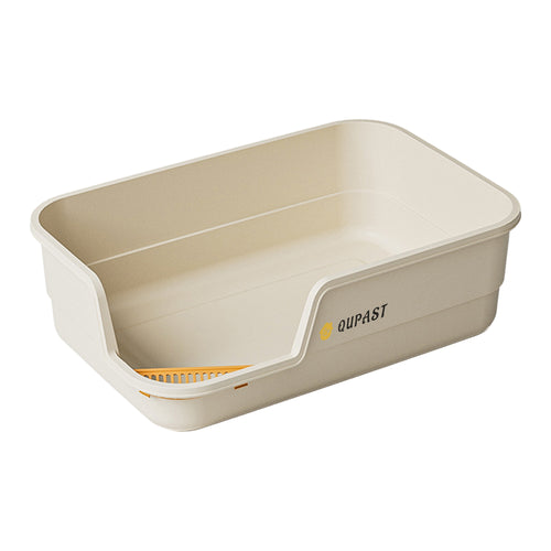 Semi-enclosed cat litter box with heightened anti-splash high fence