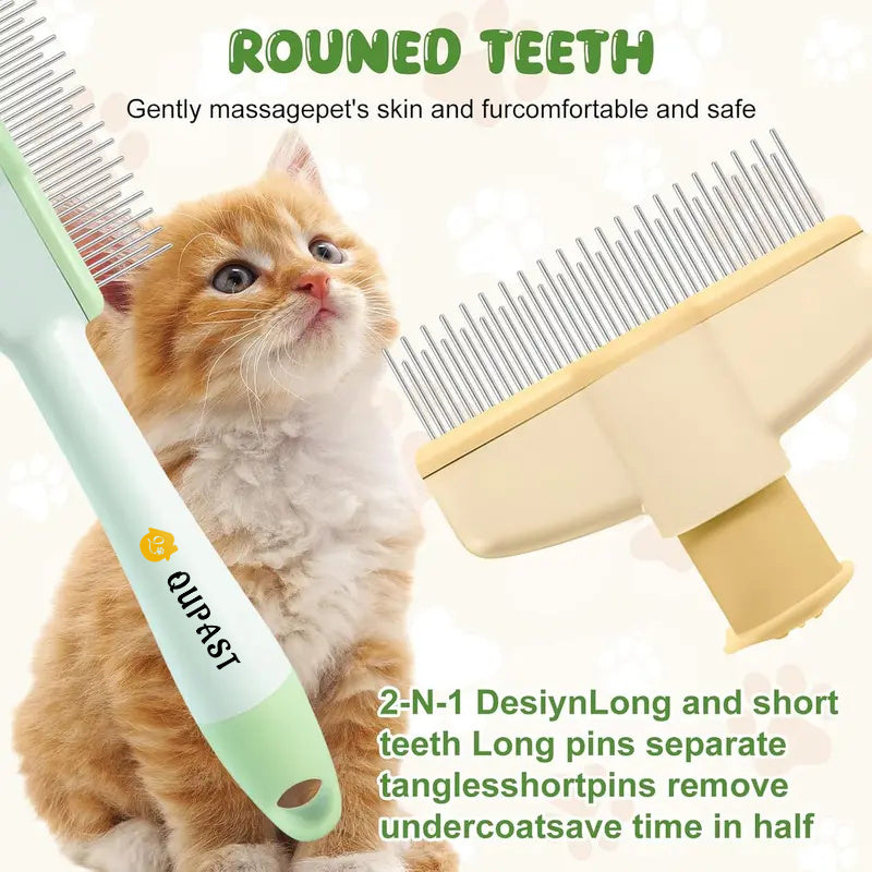 2-in-1 Grooming Comb with One-Click Release 🐾(Cats & Dogs)
