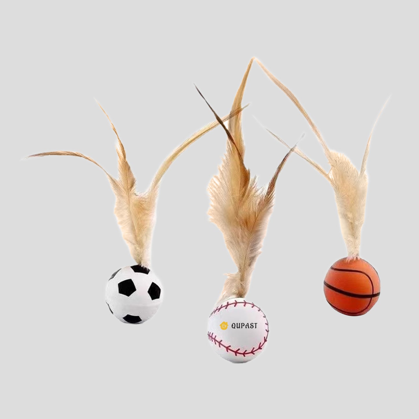 Cat Elastic Ball Feathered Badminton Rubber Ball Interactive Toy