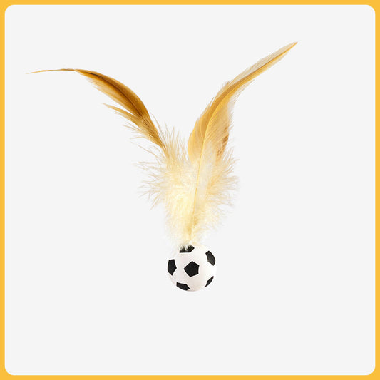 Cat Elastic Ball Feathered Badminton Rubber Ball Interactive Toy