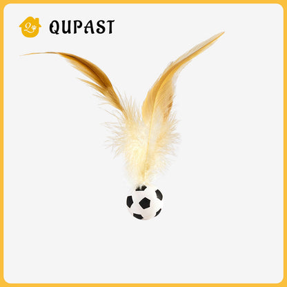Cat Elastic Ball Feathered Badminton Rubber Ball Interactive Toy