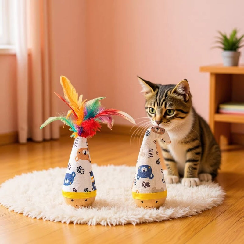 Topple-proof cat toy, a boredom-busting pet toy