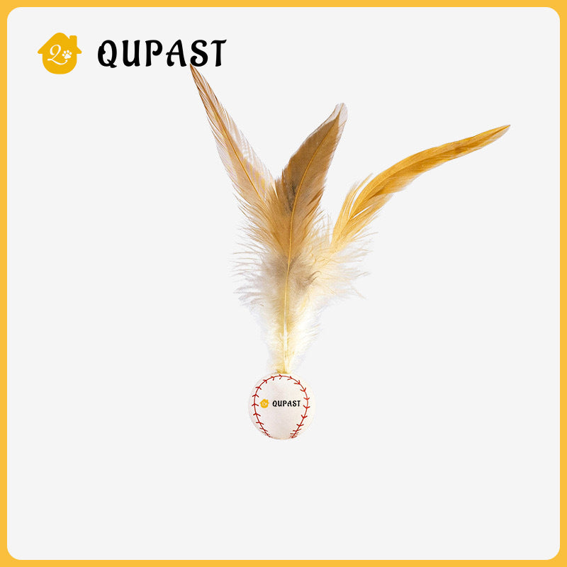 Cat Elastic Ball Feathered Badminton Rubber Ball Interactive Toy