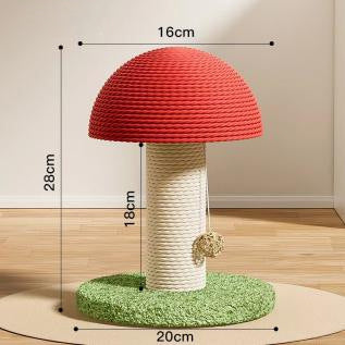 Red mushroom sisal vertical cat scratch post, scratch-resistant and dust-free