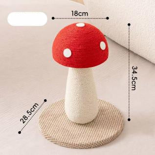 Red mushroom sisal vertical cat scratch post, scratch-resistant and dust-free