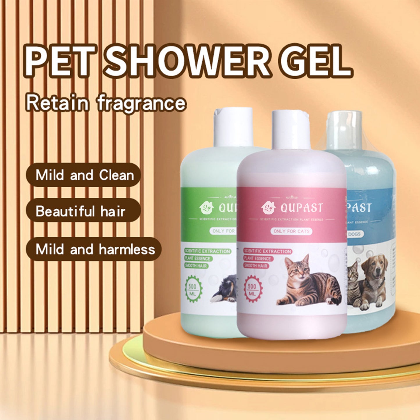500ml Pet Cat and Dog Shampoo, Fresh and Safe Scent