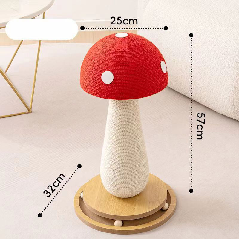 Red mushroom sisal vertical cat scratch post, scratch-resistant and dust-free