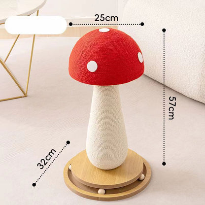 Red mushroom sisal vertical cat scratch post, scratch-resistant and dust-free