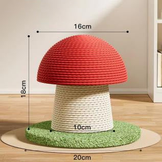 Red mushroom sisal vertical cat scratch post, scratch-resistant and dust-free